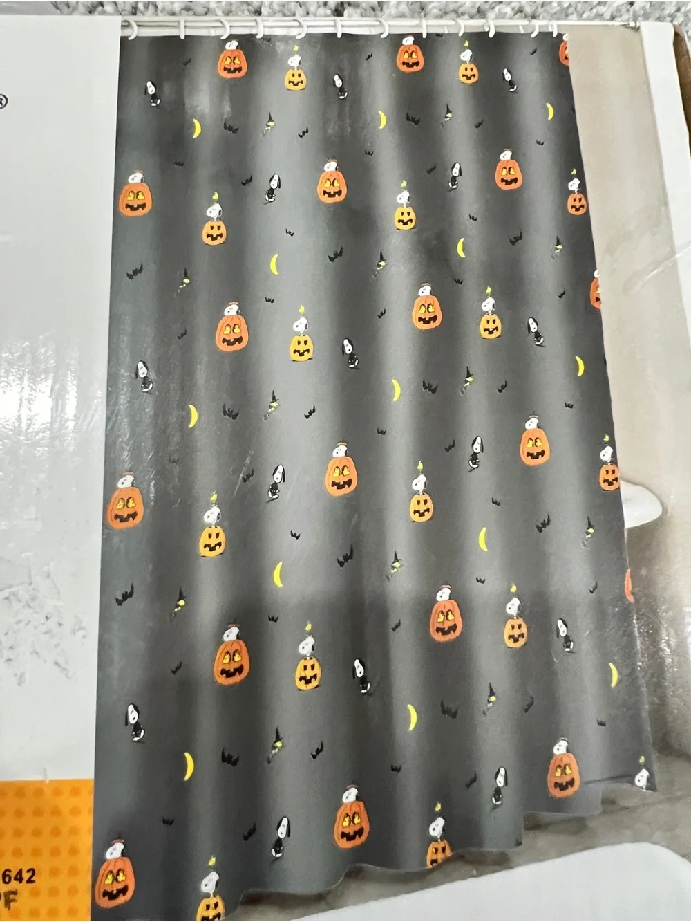 Peanuts Halloween Shower Curtain - Gray & Orange